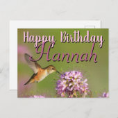 ハミングバードのカスタムネーム 誕生日おめでとう ポストカード (正面/裏面)