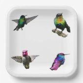 ハミングバードのプレーン背景 ペーパープレート (正面)