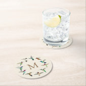 ハミングバードのモノグラム ラウンドペーパーコースター (インサイチュ)