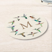 ハミングバードのモノグラム ラウンドペーパーコースター (アングル)