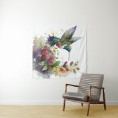 ハミングバードの壁画水彩大喜び タペストリー (インサイチュ(横))