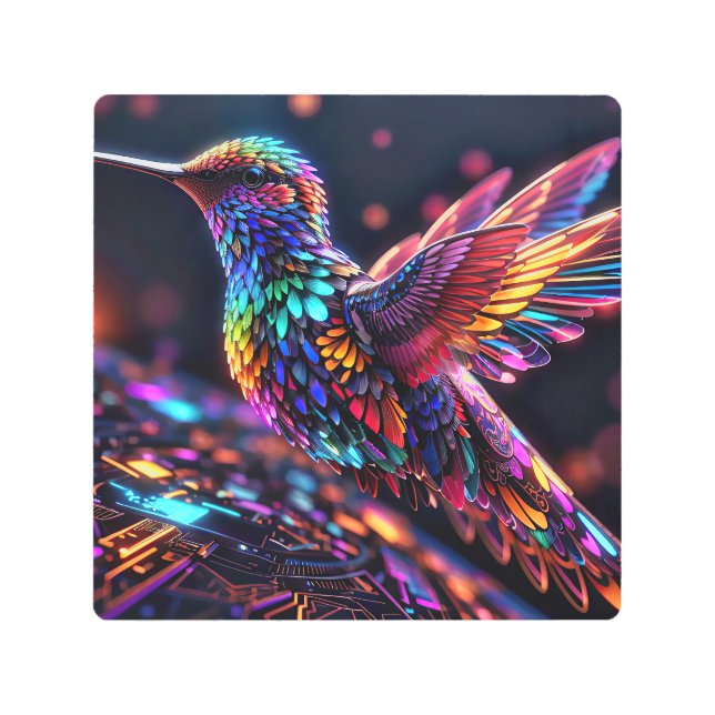 ハミングバードの年：月々の旅 メタルプリント (正面)