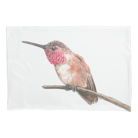 ハミングバードの水色 枕カバー (正面)