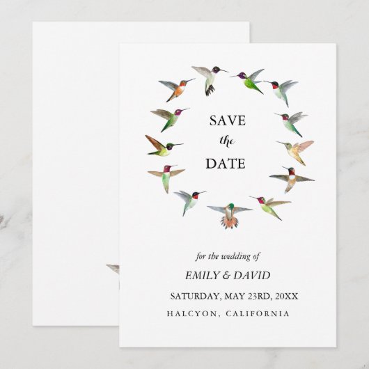 ハミングバードの結婚式　保存日発表 招待状 (正面/裏面)