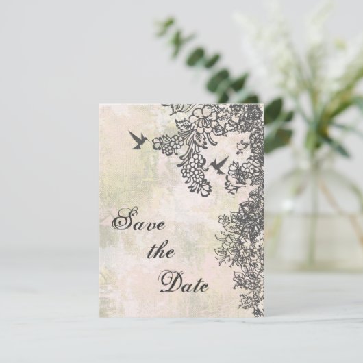 ハミングバードの花柄 Save the Date 結婚のお知らせ セーブザデート (スタンド正面)