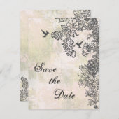 ハミングバードの花柄 Save the Date 結婚のお知らせ セーブザデート (正面/裏面)