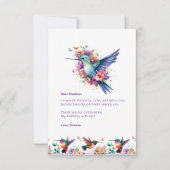 ハミングバードの花輪の誕生日パーティー感謝カード サンキューカード (正面)