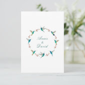 ハミングバードの花輪 ウェディング サンクスカード 招待状 (スタンド正面)