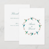 ハミングバードの花輪 ウェディング サンクスカード 招待状 (正面/裏面)