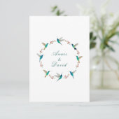 ハミングバードの花輪 結婚式のお礼カード 招待状 (スタンド正面)