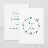 ハミングバードの花輪 結婚式のお礼カード 招待状 (正面/裏面)