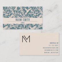 ハミングバードの葉ヴィンテージスタイル名刺