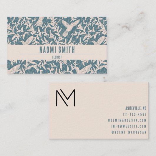ハミングバードの葉ヴィンテージスタイル名刺 名刺 (正面/裏面)