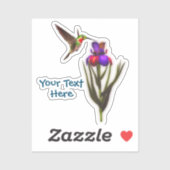 ハミングバードアイリスパーソナライズされた花 シール (シート)