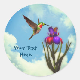 ハミングバードアイリスパーソナライズされた花 ラウンドシール