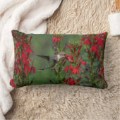 ハミングバードアット(鳥)ショウジョウコウカンチョウフラワー ランバークッション (ブランケット)