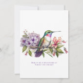 ハミングバードアンドフラワーガールベビーシャワー 招待状 (裏面)