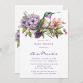 ハミングバードアンドフラワーガールベビーシャワー 招待状 (正面/裏面)