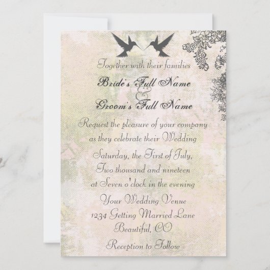 ハミングバードアンドフラワーズ結婚式招待状 招待状 (裏面)