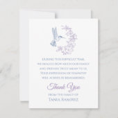 ハミングバードアンドフラワー悔やみや弔慰サンキューカード サンキューカード (正面)