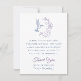 ハミングバードアンドフラワー悔やみや弔慰サンキューカード サンキューカード