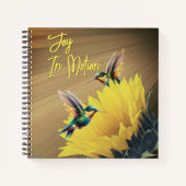 ハミングバードアート&ひまわり写真機ミックス ノートブック (正面)