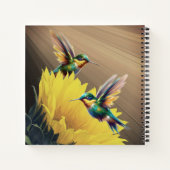 ハミングバードアート&ひまわり写真機ミックス ノートブック (裏面)