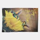 ハミングバードアート&ひまわり写真集ミックス キッチンタオル (横)