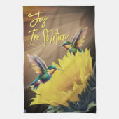 ハミングバードアート&ひまわり写真集ミックス キッチンタオル (縦)