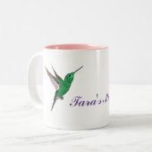 ハミングバードイエローフラワーパーソナライズされた ツートーンマグカップ (正面左)