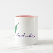 ハミングバードイエローフラワーパーソナライズされた ツートーンマグカップ (中央)