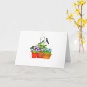 ハミングバードインサイド空白のノート付き花園 カード (黄色い花)