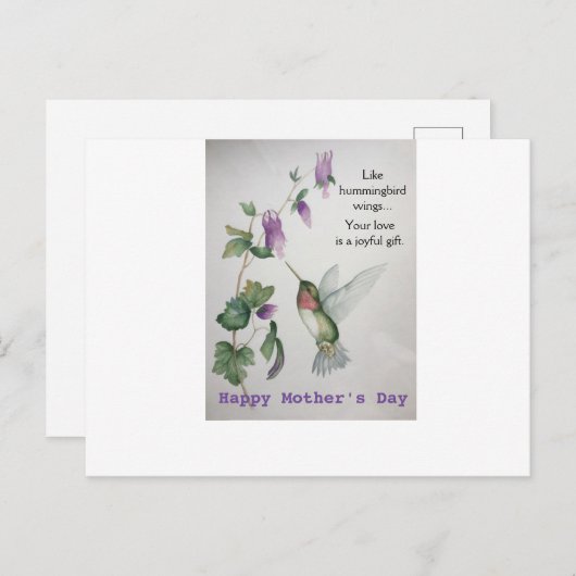 ハミングバードウィングスマザーズデーはがきめく贈り物 ポストカード (正面/裏面)