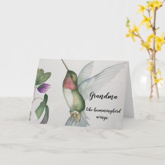 ハミングバードウィングズウォーターカラーマザーズデイカード カード (黄色い花)