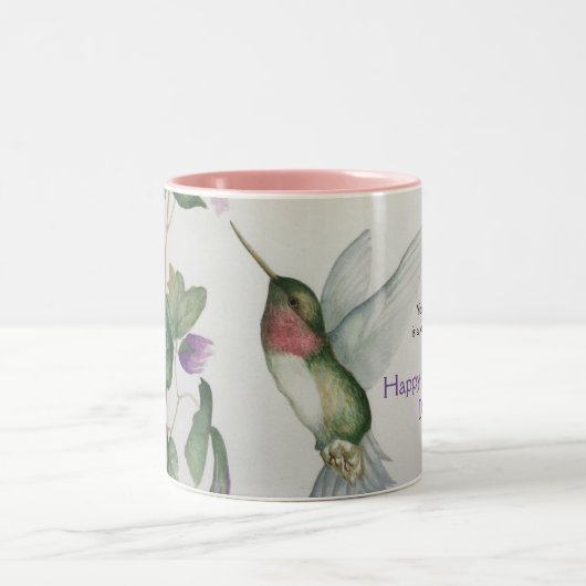 ハミングバードウィングマザーの日マグカップ喜びの愛 ツートーンマグカップ (中央)