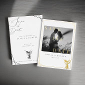 ハミングバードウェディングデートを保存する白黒 箔招待状