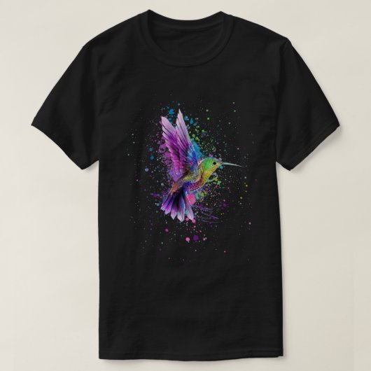 ハミングバードウォーターカラーアートデザイン Tシャツ (デザイン正面)