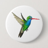 ハミングバードウォーターカラーアート 缶バッジ (正面)