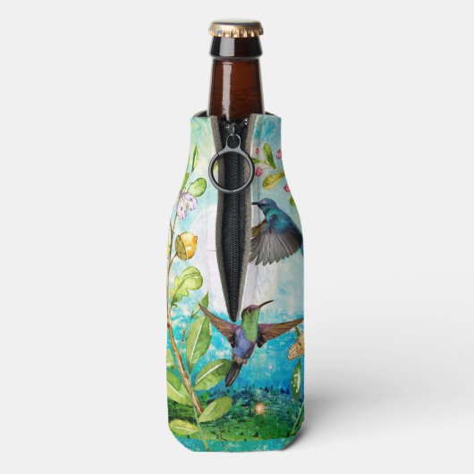 ハミングバードウォーターカラーアート |自然ガーデンフローラ ボトルクーラー (ボトル裏面)