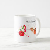 ハミングバードウォーターカラーフローラおばあちゃんナナガーデン コーヒーマグカップ (正面右)