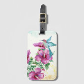 ハミングバードウォーターカラー荷物タグ ラゲッジタグ (正面縦)