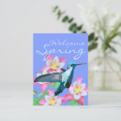 ハミングバードオダマキ(植物)ウェルカム春ペリウィンクル ポストカード (スタンド正面)