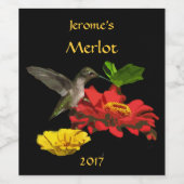 ハミングバードオンガーデン花ワインラベル ワインラベル (シングルラベル)