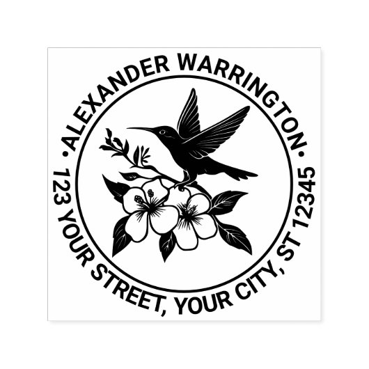 ハミングバードオンフローラブランチ名差出人住所 セルフインキングスタンプ (デザイン)