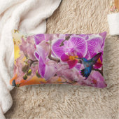 ハミングバードオーキズフラワーデコレーション装飾用クッション ランバークッション (ブランケット)