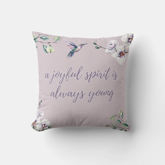 ハミングバードオーキッズピンクエレガントシンプル クッション (正面)