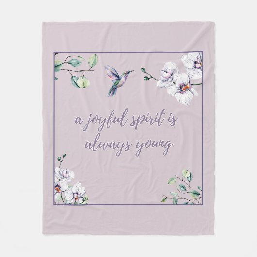 ハミングバードオーキッズピンクエレガントシンプル フリースブランケット (正面)