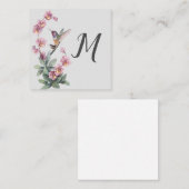 ハミングバードカスタムフローライニシャル ノートカード (正面/裏面)