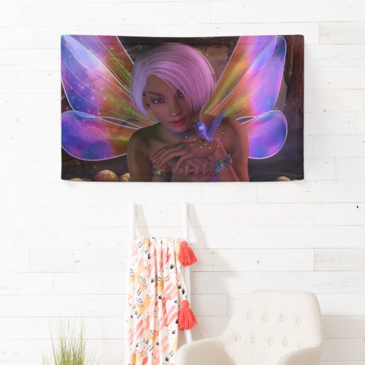 ハミングバードガーディアンフェアリーファンタジーアート 横断幕 (インサイチュ)