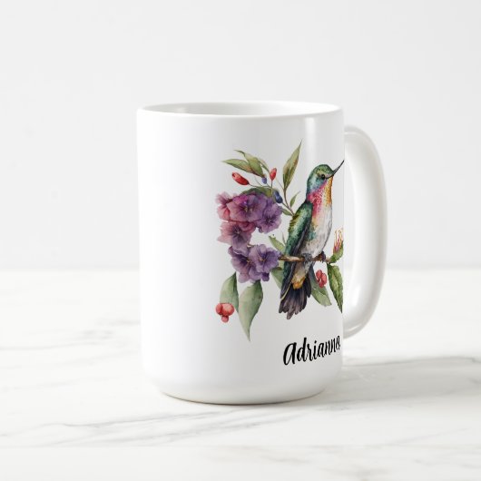 ハミングバードガーデンフラワースプリングタイム コーヒーマグカップ (正面右)